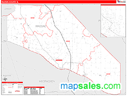 Massac County, IL Zip Code Wall Map