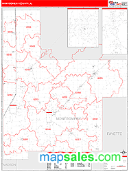 Montgomery County, IL Zip Code Wall Map