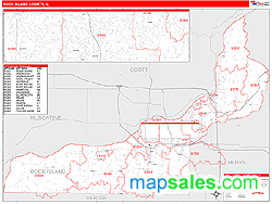 Rock Island County, IL Zip Code Wall Map