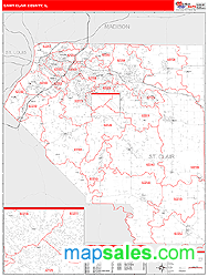 St. Clair County, IL Zip Code Wall Map