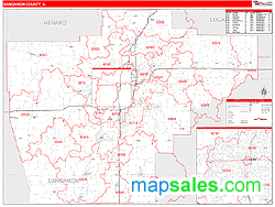 Sangamon County, IL Wall Map
