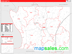 Union County, IL Zip Code Wall Map