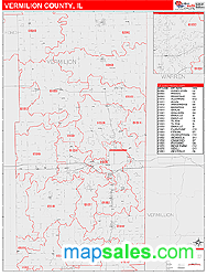 Vermilion County, IL Zip Code Wall Map
