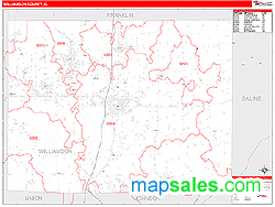 Williamson County, IL Zip Code Wall Map