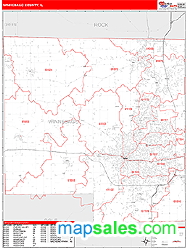 Winnebago County, IL Zip Code Wall Map