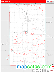 Adams County, IN Zip Code Wall Map