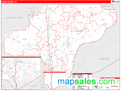 Clark County, IN Zip Code Wall Map