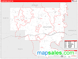 Crawford County, IN Zip Code Wall Map