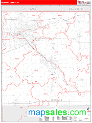 Elkhart County, IN Zip Code Wall Map