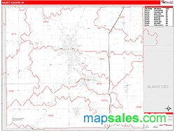 Grant County, IN Zip Code Wall Map