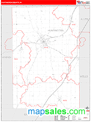 Huntington County, IN Wall Map