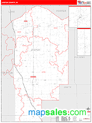 Jasper County, IN Zip Code Wall Map