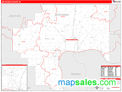 Jefferson County, IN Zip Code Wall Map