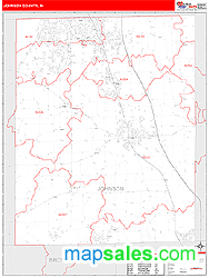 Johnson County, IN Zip Code Wall Map