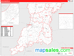 Knox County, IN Zip Code Wall Map