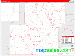 Owen County, IN Zip Code Wall Map