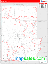 Putnam County, IN Zip Code Wall Map