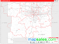 St. Joseph County, IN Zip Code Wall Map