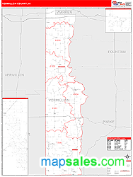 Vermillion County, IN Zip Code Wall Map