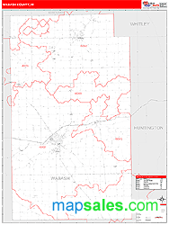 Wabash County, IN Zip Code Wall Map