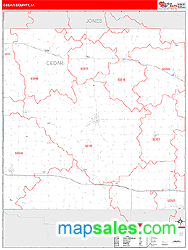 Cedar County, IA Zip Code Wall Map