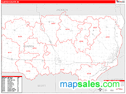 Clinton County, IA Zip Code Wall Map