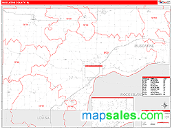 Muscatine County, IA Zip Code Wall Map