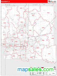 Polk County, IA Zip Code Wall Map