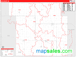 Sac County, IA Zip Code Wall Map