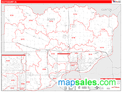 Scott County, IA Zip Code Wall Map