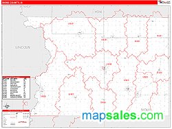 Sioux County, IA Zip Code Wall Map