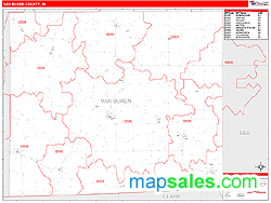 Van Buren County, IA Zip Code Wall Map