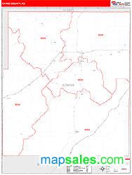 Chase County, KS Zip Code Wall Map