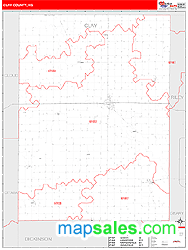 Clay County, KS Zip Code Wall Map