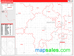 Crawford County, KS Zip Code Wall Map