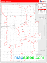 Dickinson County, KS Zip Code Wall Map