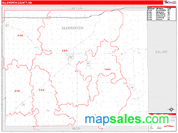 Ellsworth County, KS Zip Code Wall Map