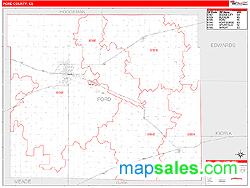 Ford County, KS Zip Code Wall Map