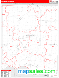 Jefferson County, KS Zip Code Wall Map