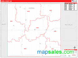 Jewell County, KS Zip Code Wall Map