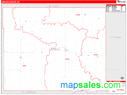 Lincoln County, KS Zip Code Wall Map