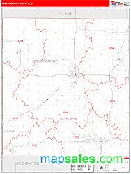 Montgomery County, KS Zip Code Wall Map