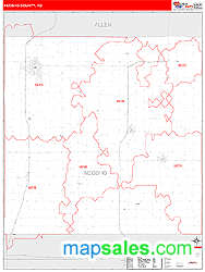 Neosho County, KS Zip Code Wall Map