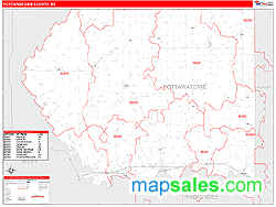 Pottawatomie County, KS Zip Code Wall Map