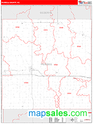 Russell County, KS Zip Code Wall Map