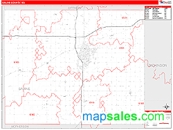 Saline County, KS Zip Code Wall Map