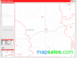 Woodson County, KS Zip Code Wall Map