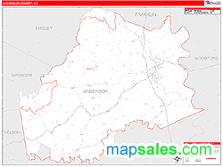 Anderson County, KY Zip Code Wall Map