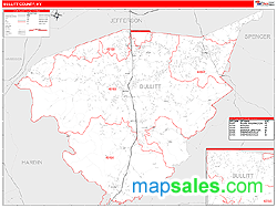 Bullitt County, KY Zip Code Wall Map