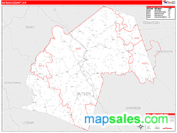 Butler County, KY Zip Code Wall Map